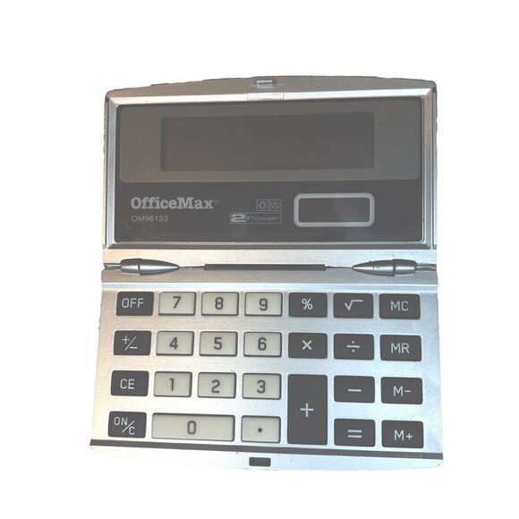 Office Max OM96123 2 Power Calculator | Battery, Solar Cell | Tested - Picture 2 of 8